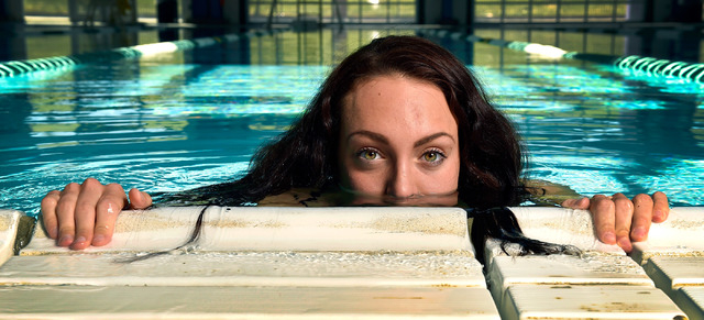 Senior Izzy Goldsmith of Palo Verde High School poses at the Pavilion Center Pool Monday, Ma ...