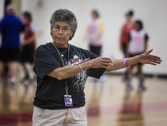 Head girls basketball coach Diane Hernandez during practice at Southeast Career and Technic ...