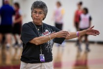 Head girls basketball coach Diane Hernandez during practice at Southeast Career and Technic ...