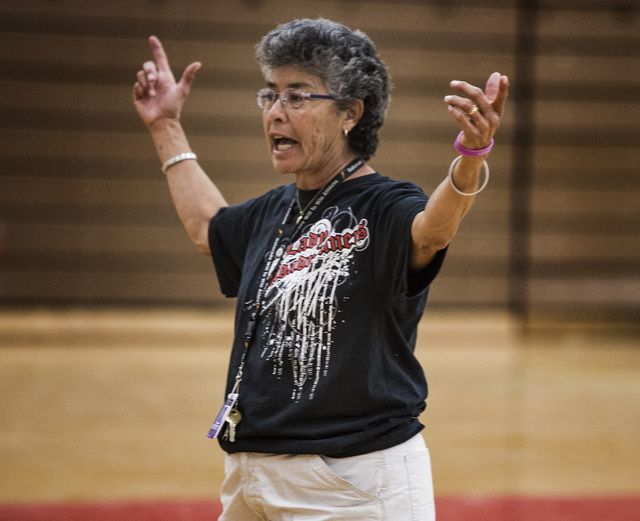 Head girls basketball coach Diane Hernandez during practice at Southeast Career and Technic ...