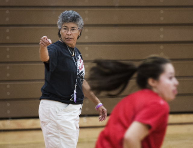 Head girls basketball coach Diane Hernandez during practice at Southeast Career and Technic ...