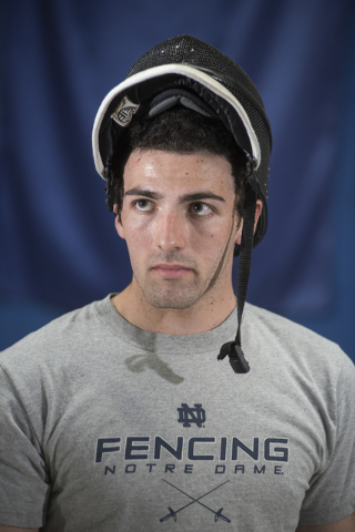 Bishop Gorman fencer Zachary Zeller poses for a portrait inside the Fencing Academy of Nevad ...