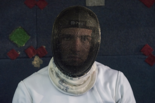 Bishop Gorman fencer Zachary Zeller poses for a portrait inside the Fencing Academy of Nevad ...