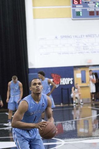 Team Howard Pulley shooting guard Gary Trent Jr. (1) goes for a shot against team UBC during ...