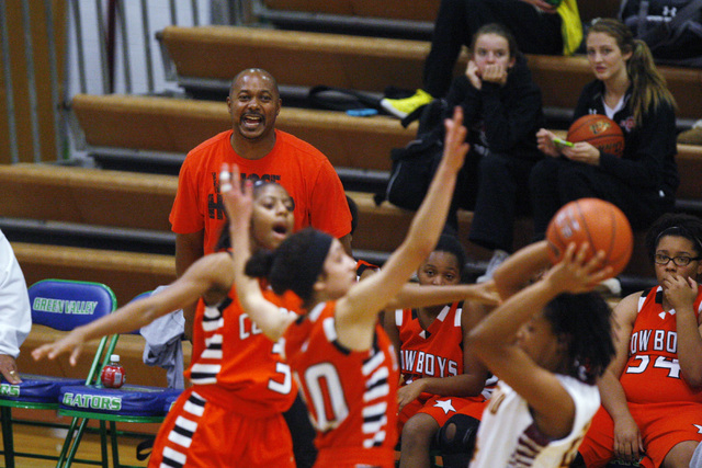 Chaparral coach Christopher McFarland yells to his players while they take on Dimond at the ...