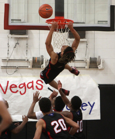 Valley forward Taveon Jackson misses a dunk against Las Vegas during their "V Game&quot ...