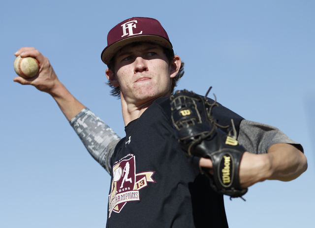 Faith Lutheran pitcher Jordan Dreibelbis practices on Tuesday. Dreibelbis went 5-1 with a 1. ...