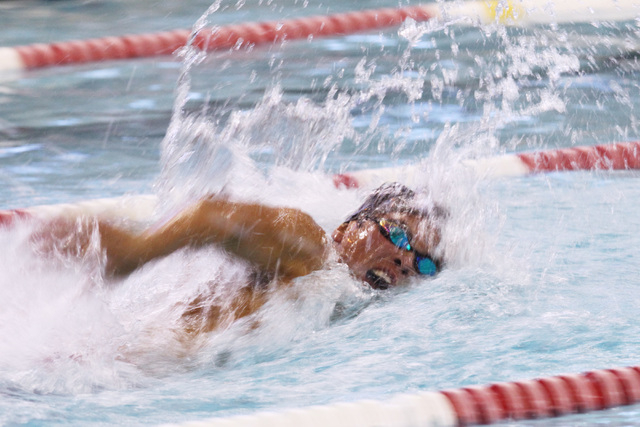 Jake Chir of Coronado competes in the boys 100-yard freestyle during the Sunrise and Sunset ...