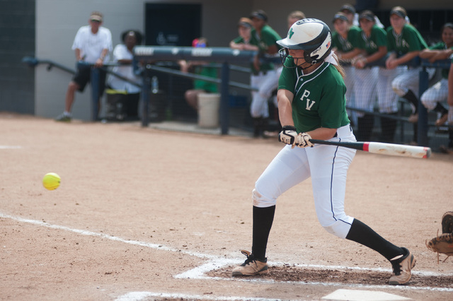 Palo Verde’s Rachael Turner swings at a pitch against Foothill in the Division I state ...