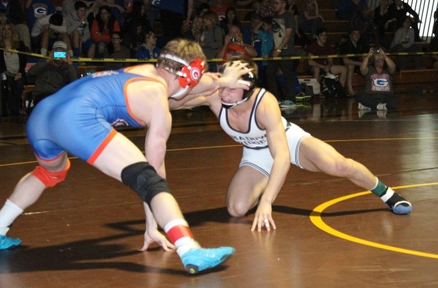 Bishop Gorman’s Sean Randles (left) defeated Shadow Ridge’s Uziel D’Mattus ...