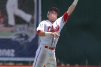 Liberty right fielder Jesse Keiser makes a catch against Centennial during the Division I st ...