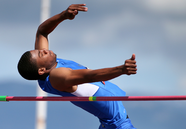 Bishop Gorman’s Randall Cunningham won the state title in the Division I boys high jum ...