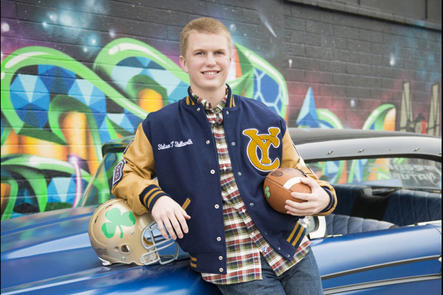 Stetson Stallworth poses during his senior football season at Yuma Catholic High School in Y ...