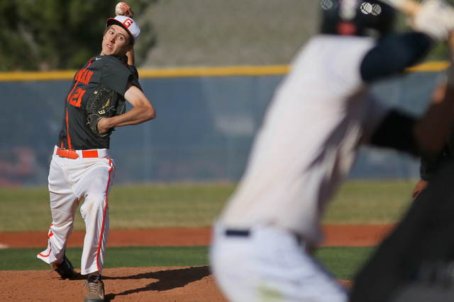 Bishop Gorman senior Chase Maddux, shown pitching against Shadow Ridge on April 6, is 3-1 wi ...