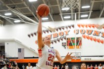 Bishop Gorman forward Megan Jacobs (23) scores on a layup against Foothill in the second qua ...