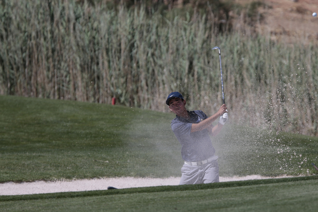 Foothill High School’s Alexander Chu, hits his ball out of a sand trap during the fina ...