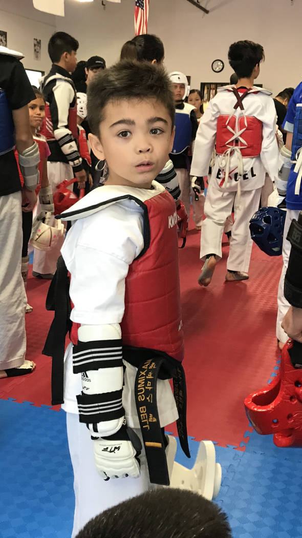 Maximus Bell, who took first place in his division at the 2019 USA Taekwondo National Champions ...