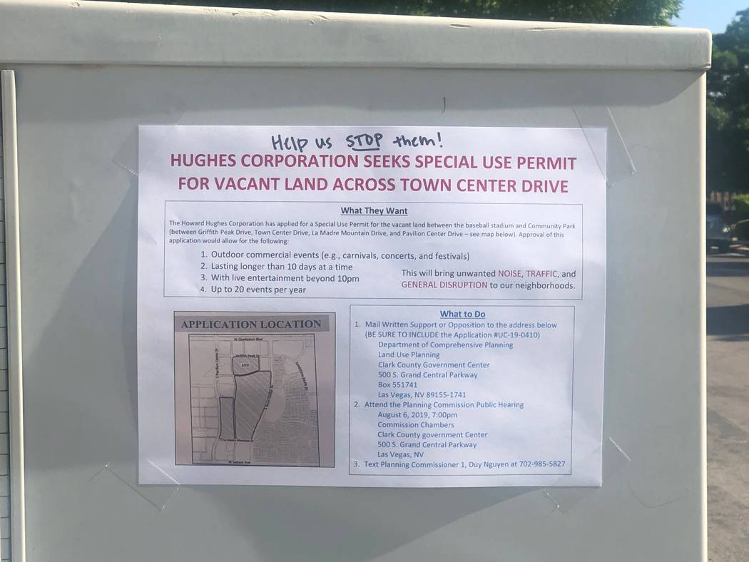 A flyer posted on some mailboxes in Summerlin about the permit application suggested (Las Vegas ...