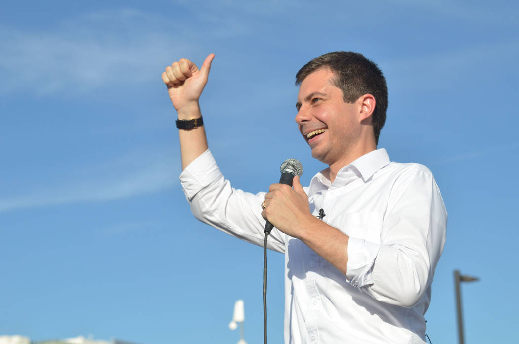 Democratic presidential candidate and South Bend, Ind., Mayor Pete Buttigieg speaks during a ca ...