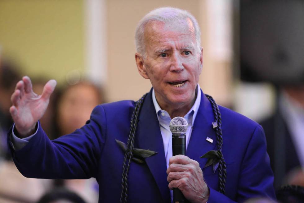 Democratic presidential candidate former Vice President Joe Biden speaks during a campaign rall ...