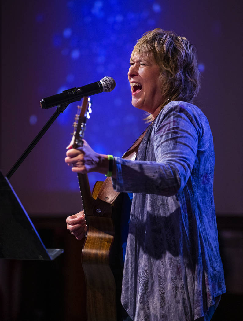 Performer Beth Mullaney sings for the congregation ending a service at the Center for Spiritual ...