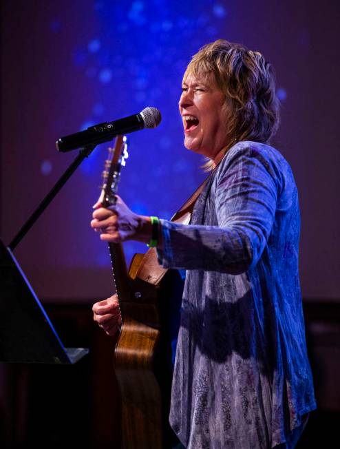 Performer Beth Mullaney sings for the congregation ending a service at the Center for Spiritual ...