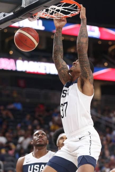 USA Men's National Team White forward John Collins (37) dunks the ball against USA Men's Nation ...