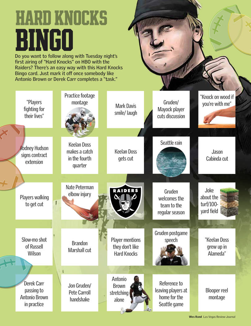 Play BINGO as you watch HBO's "Hard Knocks" featuring the Raiders. (Wes Rand/Las Vegas Review-J ...