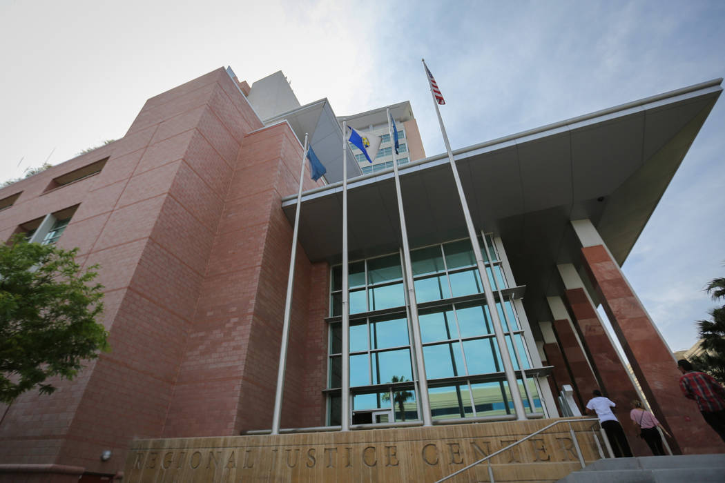 The Clark County Regional Justice Center in downtown Las Vegas is seen on Thursday, April 21, 2 ...