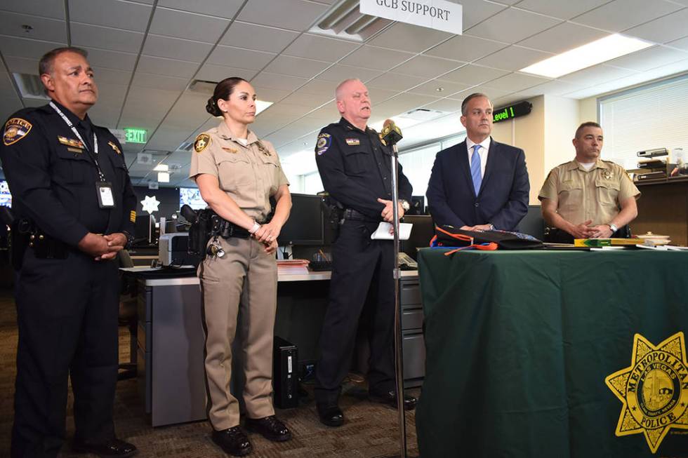 LVMPD Capt. Sasha Larkin, CCSD Superintendent Jesus Jara and Associate Vice President and Direc ...