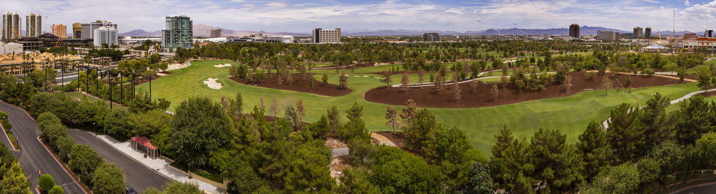 Wynn Golf Club is pictured from a parking garage on Tuesday, July 30, 2019, in Las Vegas. The n ...