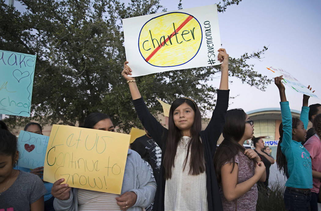 Glenda Ayala, 11, rallies against Achievement School District at Monaco Middle School on Wednes ...