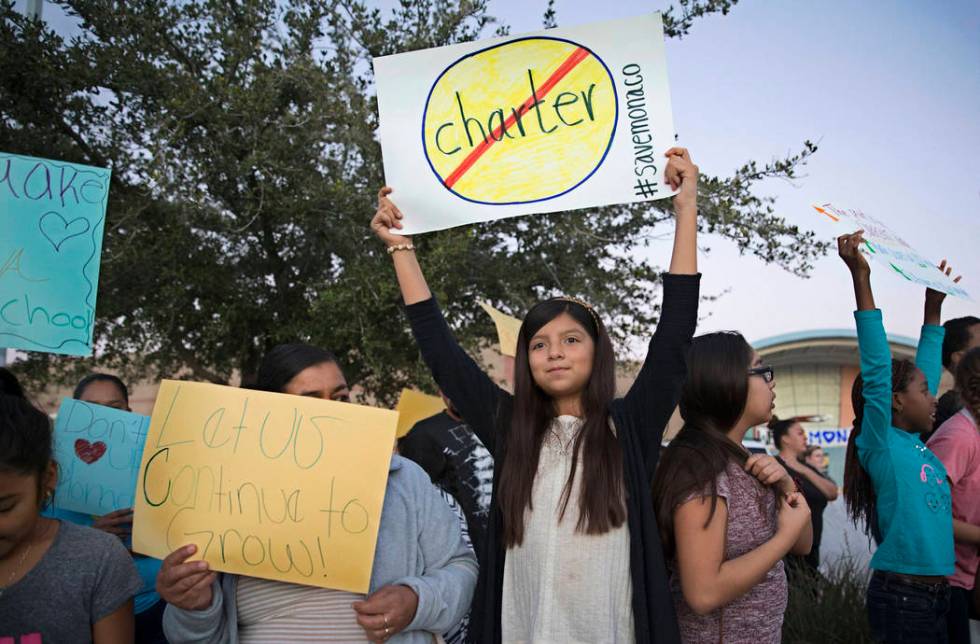 Glenda Ayala, 11, rallies against Achievement School District at Monaco Middle School on Wednes ...