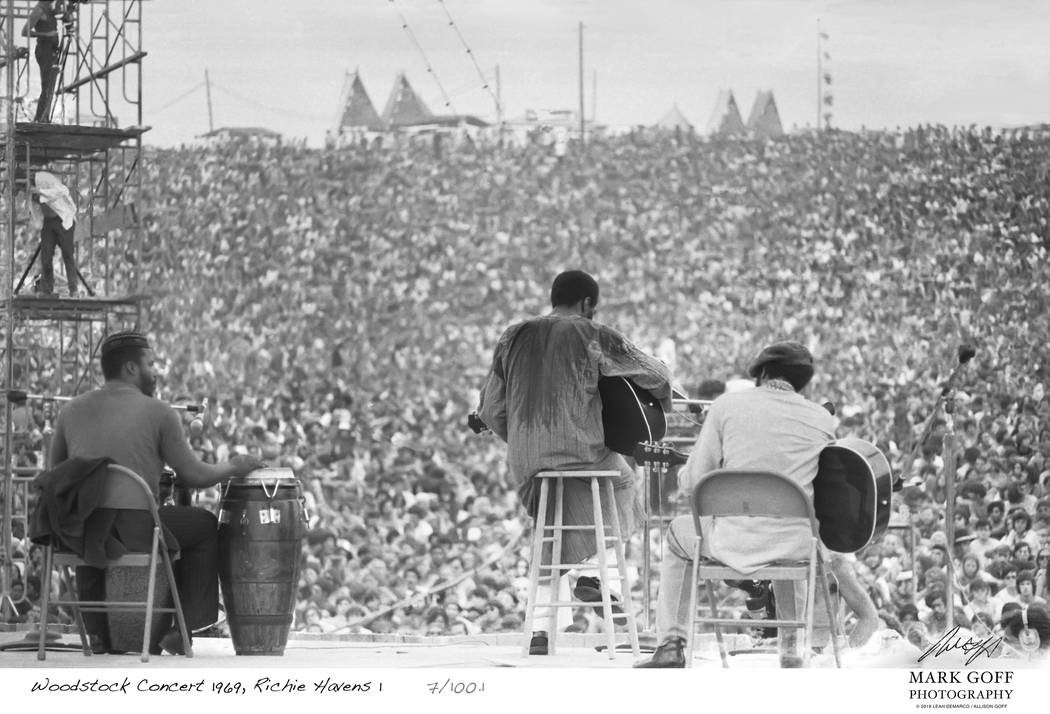 This August, 1969 photo shows Richie Havens as he performs during Woodstock in Bethel, N.Y. The ...