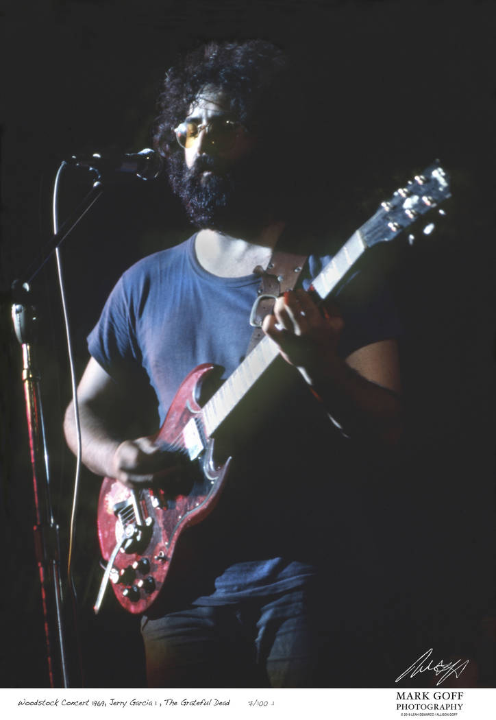 This August, 1969 photo shows Jerry Garcia as he performs during Woodstock in Bethel, N.Y. The ...