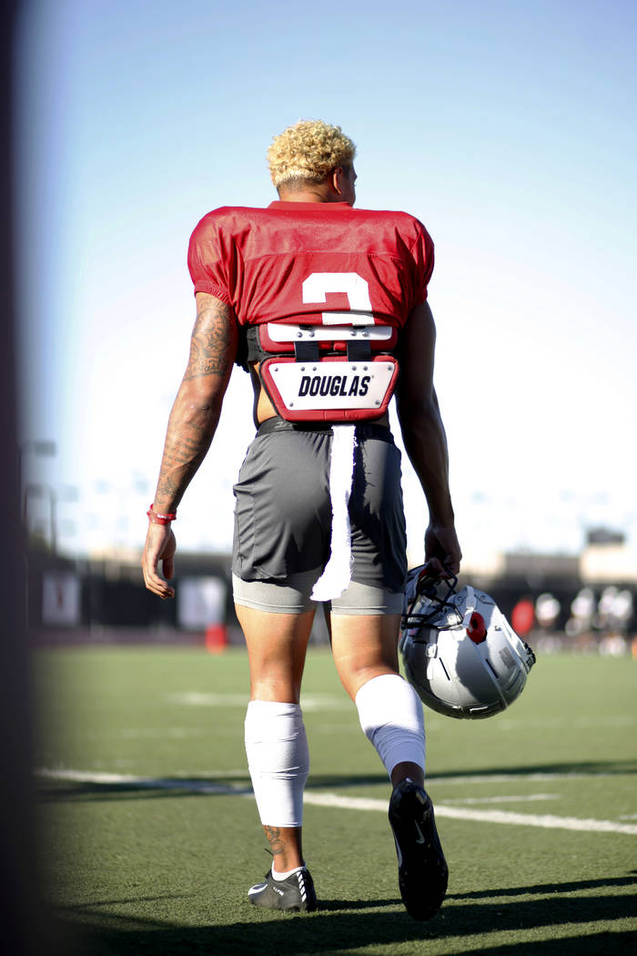 UNLV Rebels safety Drew Tejchman (3) during practice at Rebel Park, at UNLV in Las Vegas Monday ...