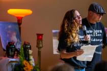 Harlee Deborski's stepmother Amanda Deborski and his father Jason Deborski speak during their s ...