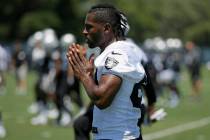 Oakland Raiders wide receiver Antonio Brown is shown during an NFL football minicamp in Alameda ...