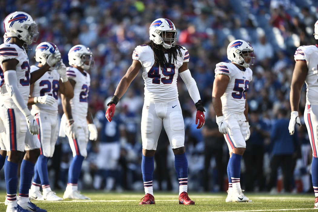 Buffalo Bills' Tremaine Edmunds (49) during the first half of an NFL preseason football game ag ...