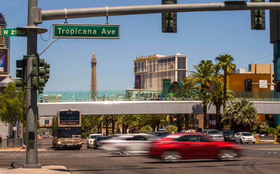 An RTC bus passes the New York-New York driving down the Strip on Tuesday, Aug. 13, 2019 in Las ...