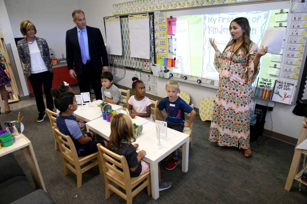 Rep. Susie Lee, D-Nev., and Clark County School District Superintendent. Dr. Jesus F. Jara, obs ...