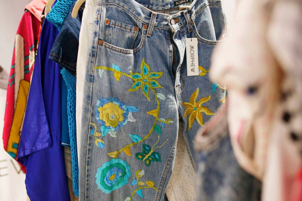 Vintage embroidered Levi's on display at the Morphew exhibit during the second day of the MAGIC ...