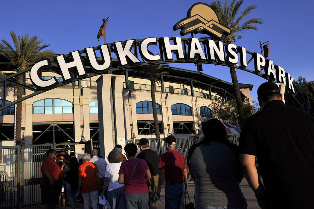 This Sept. 18, 2015 photo shows fans arrive at Chukchansi Park in Fresno, Calif., for a minor-l ...