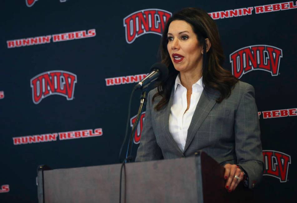 UNLV athletic director Desiree Reed-Francois talks about the search for a new basketball head c ...