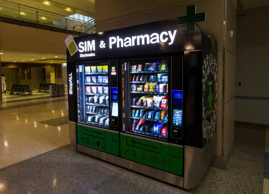 A pharmacy and SIM card vending machine in Terminal 3 at McCarran International Airport in Las ...