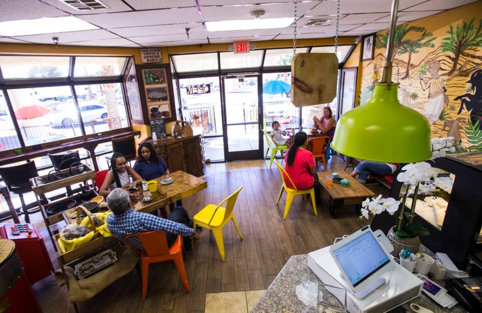 People enjoy coffee and tea at Java Tree at Flamingo Road and Decatur Boulevard in Las Vegas on ...