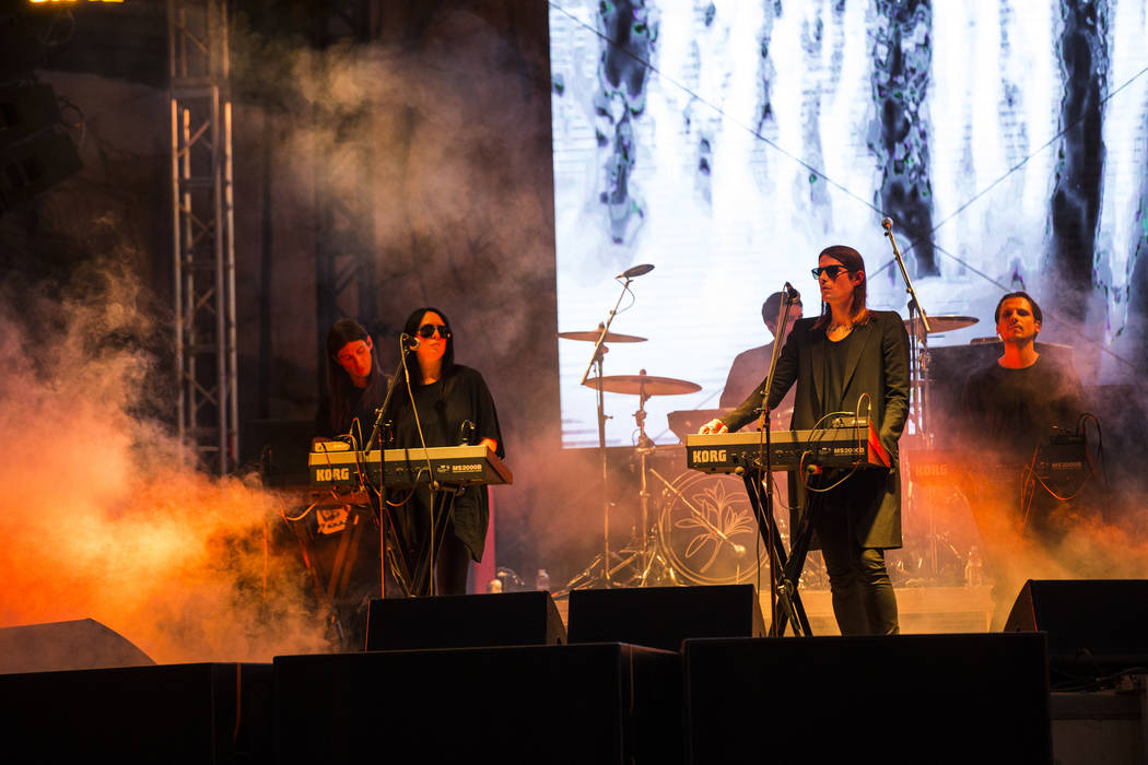 Cold Cave performs at the beach stage during the Psycho Las Vegas music festival at Mandalay Ba ...