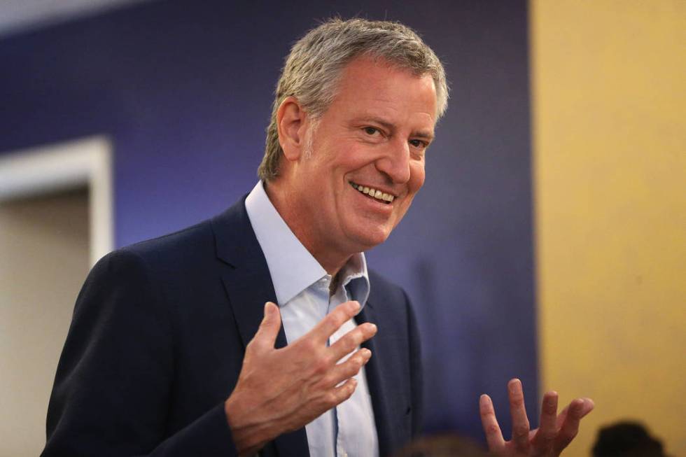 New York Mayor Bill de Blasio, a Democratic presidential candidate, speaks during a campaign st ...