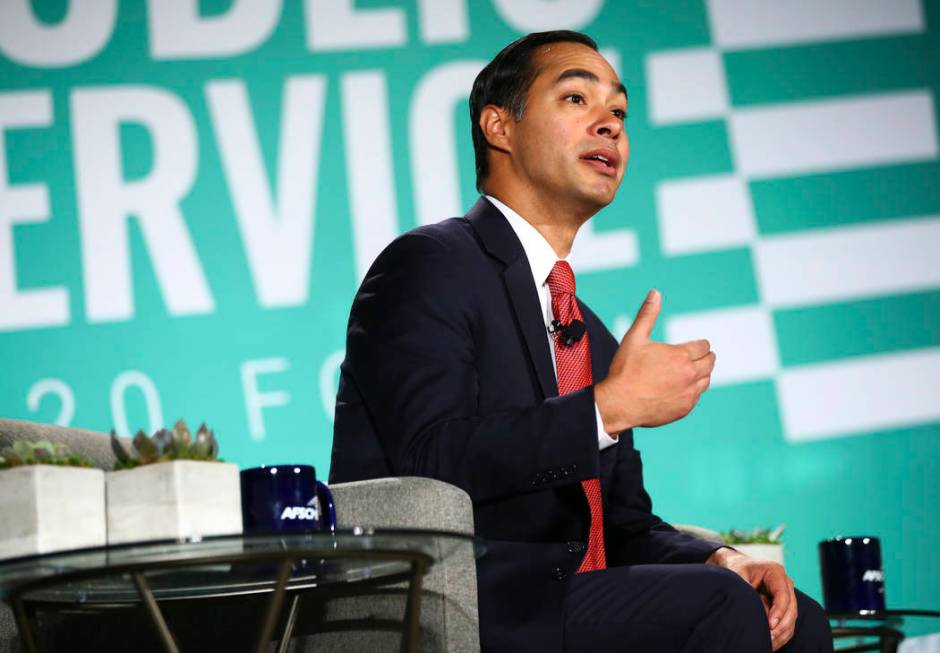 Former Housing and Urban Development Secretary Julian Castro speaks during a public forum for D ...