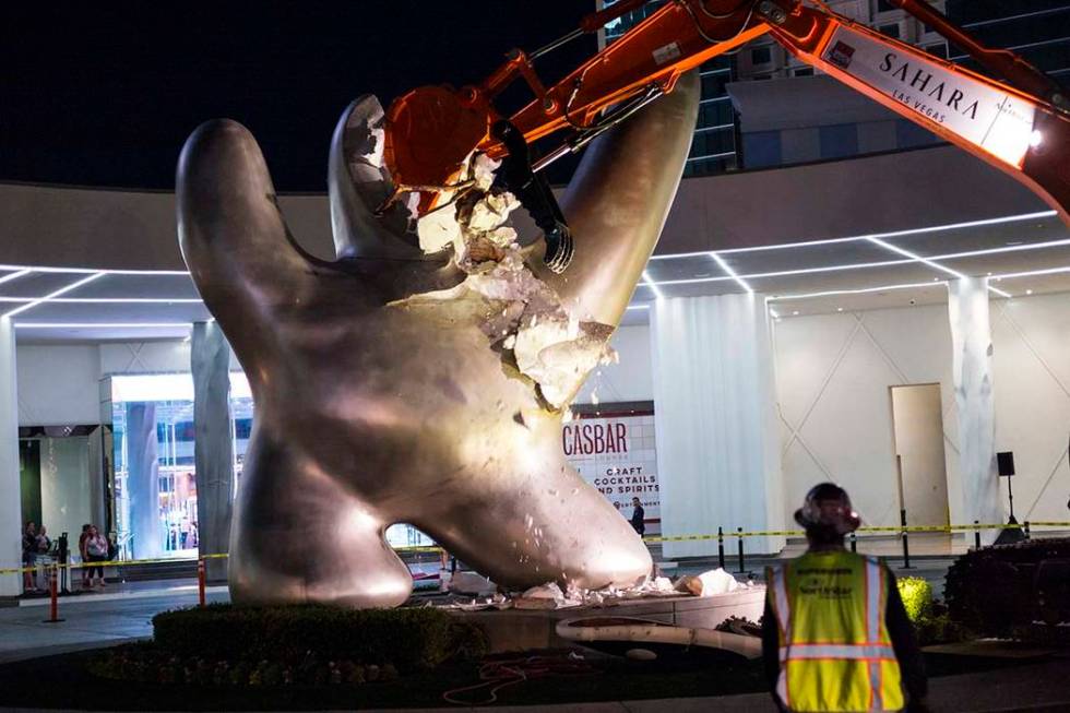 The "Sam by Starck" statue at the SLS Las Vegas is demolished ahead of the resort's t ...